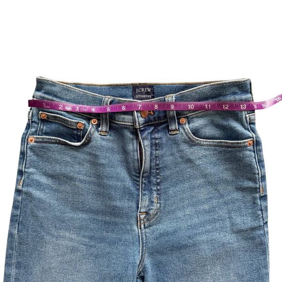 J Crew Jeans Womens 26 Blue Stovepipe High Rise Re-Imagined Raw Hem Distressed - Picture 7 of 12